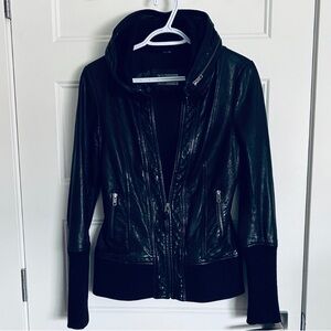Mackage Women's Black/Blue Leather Jacket - color is Rare